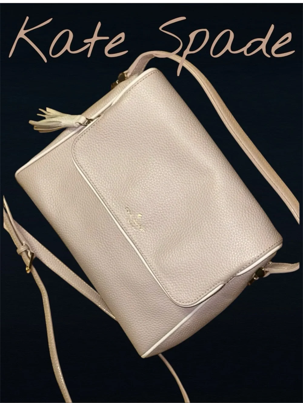 Kate Spade Cream & White Pebbled Leather crossbody bag w/ removable strap. Exc